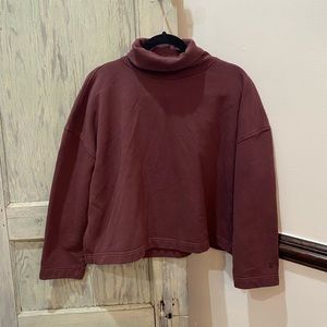 Everlane The Turtleneck Crop Sweatshirt Organic Cotton Oversized Fit Burgundy